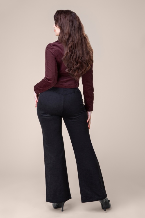 Topvintage Boutique Collection - Topvintage exclusive ~ Ebony corduroy broek in zwart 3