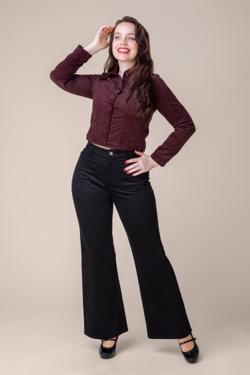 Topvintage Boutique Collection - Exclusivité Topvintage ~ Pantalon en velours côtelé Ebony en noir