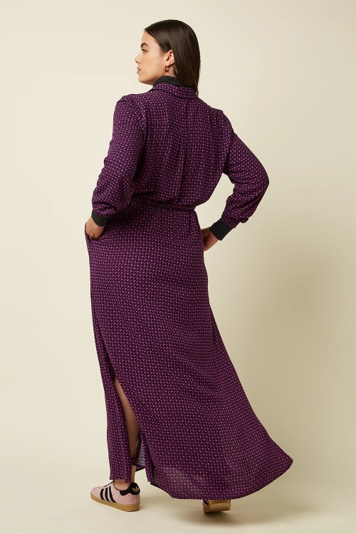 King Louie - Olive Chartre maxi jurk in avondblauw 5