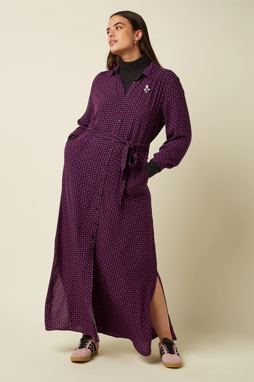 King Louie - Olive Chartre maxi jurk in avondblauw 2