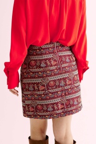 Louche - Aubin Heirloom jacquard A-lijn mini rok in wijnrood 4
