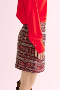 Louche - Aubin Heirloom jacquard A-lijn mini rok in wijnrood 3