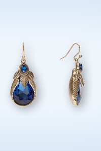 Lovely - Art Nouveu Palm Leaf oorbellen in saffierblauw 4