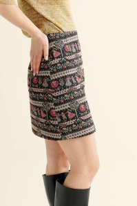 Louche - Aubin Heirloom jacquard A-lijn rok in zwart 3