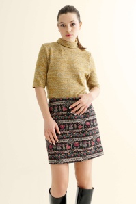 Louche - Aubin Heirloom jacquard A-lijn rok in zwart 2