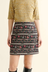 Louche - Aubin Heirloom jacquard A-lijn rok in zwart
