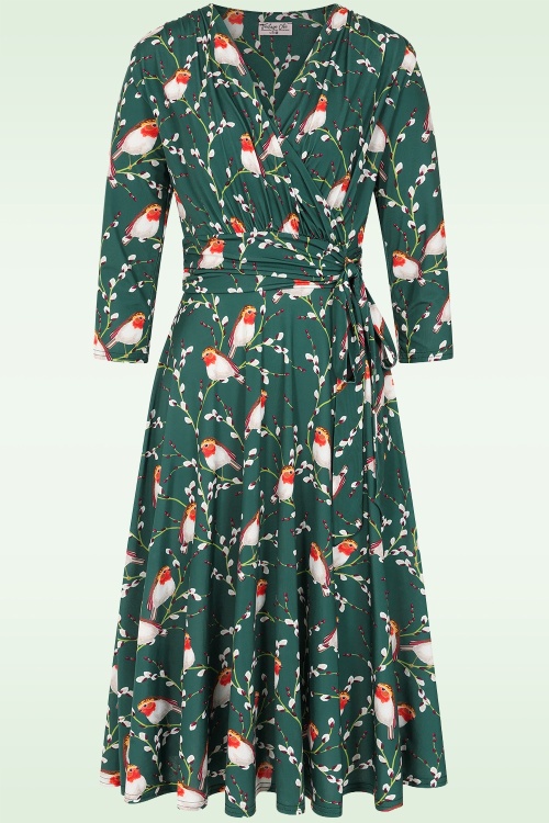 Vintage Chic for Topvintage - Topvintage exclusive ~ Caryl Robin swing jurk in groen