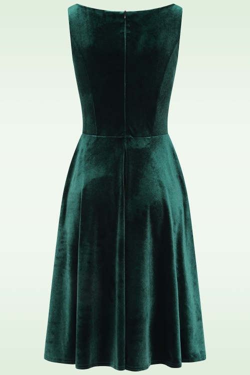 Vintage Chic for Topvintage - Topvintage exclusive ~ Vivienne fluwelen swing jurk in flessengroen 2