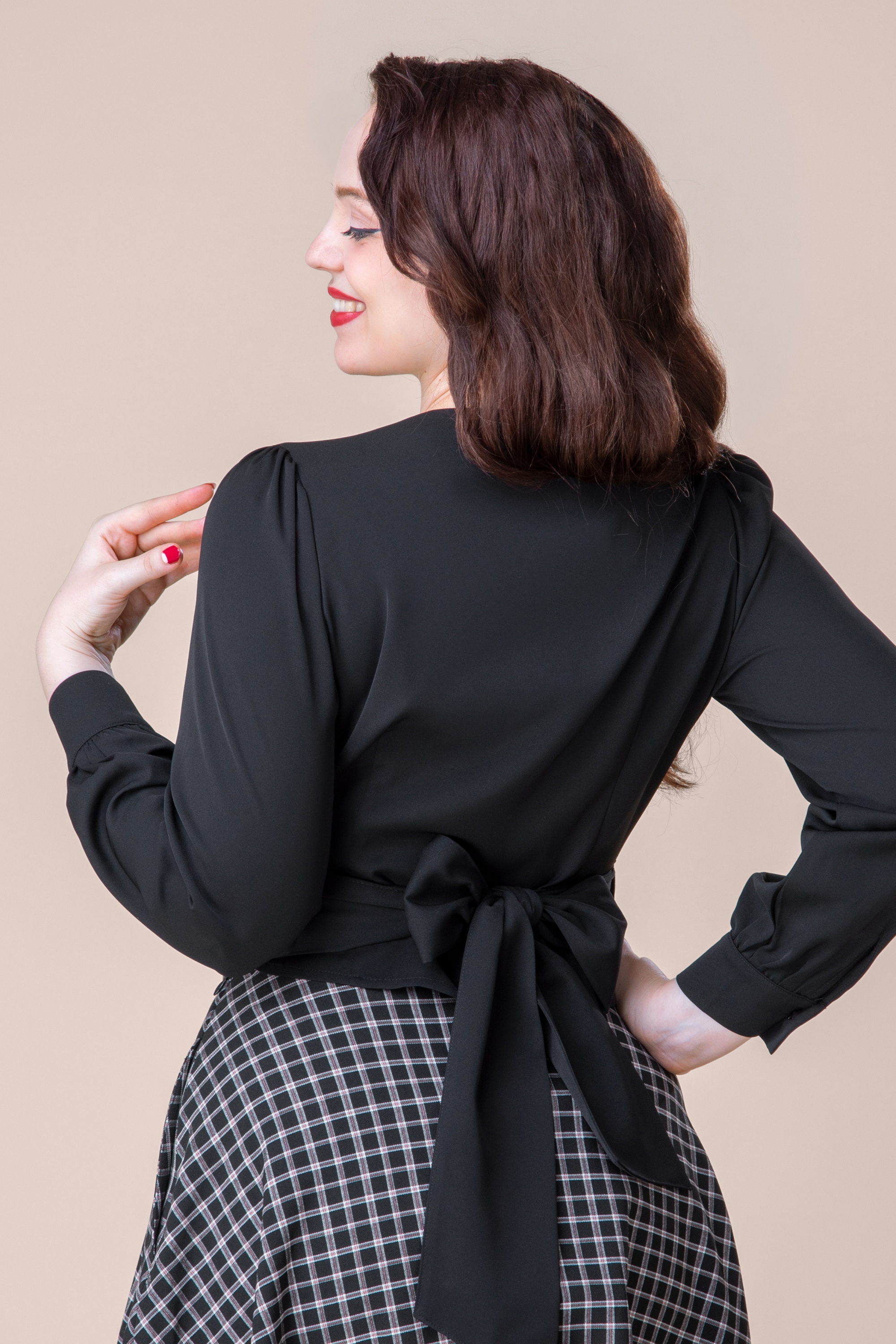 Topvintage Boutique Collection - Topvintage exclusive ~ Mila wikkeltop in zwart 2
