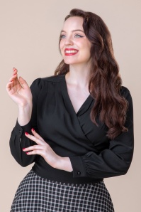 Topvintage Boutique Collection - Topvintage exclusive ~ Mila wikkeltop in zwart