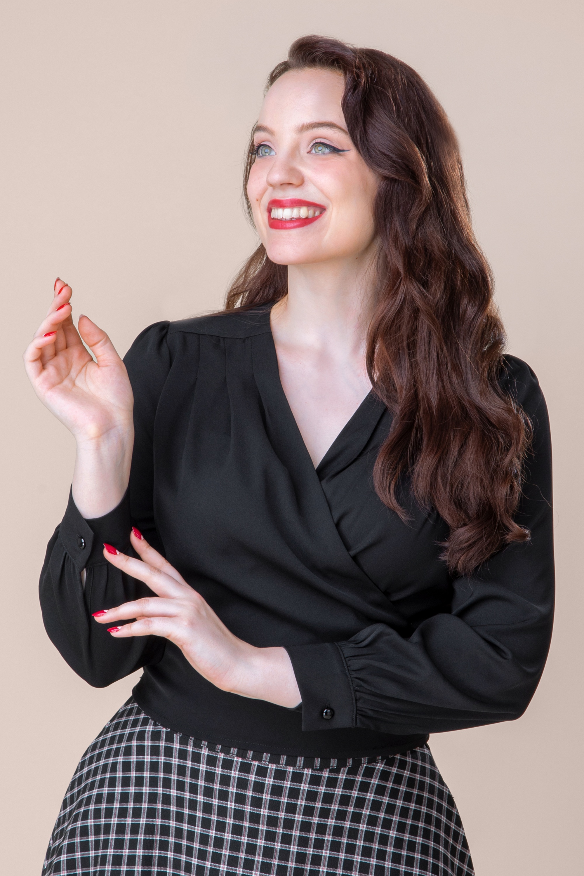 Topvintage Boutique Collection - Topvintage exclusive ~ Mila wikkeltop in zwart