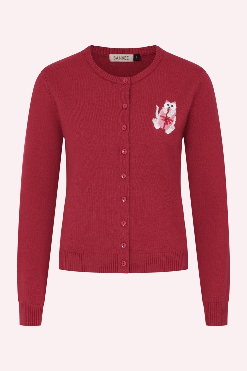 Banned Retro - Angela Cat Cardigan in Red 2