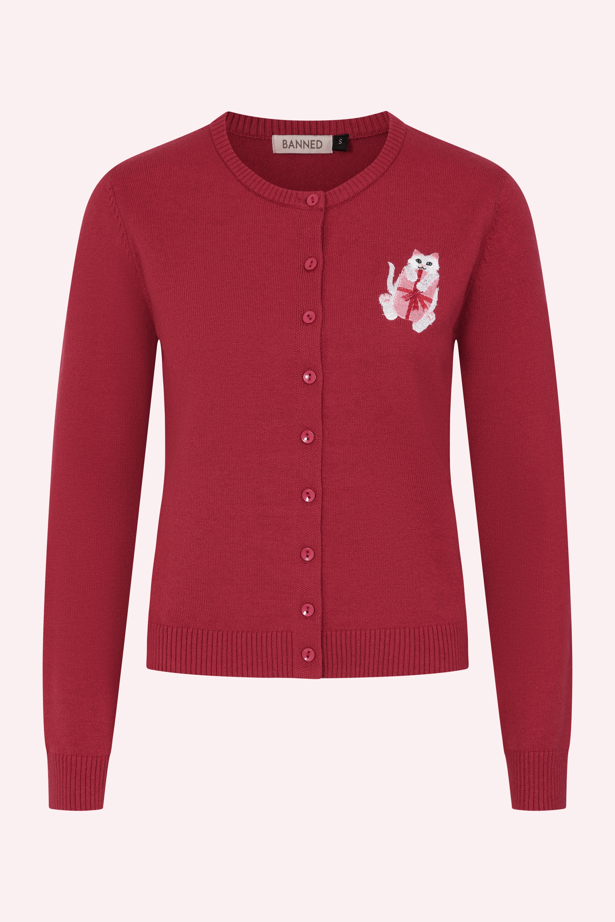 Banned Retro - Angela Cat Cardigan in Red 2