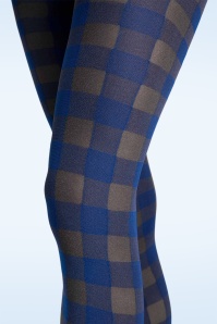 Fiorella - Indigo Check Tights in Cobalt 2