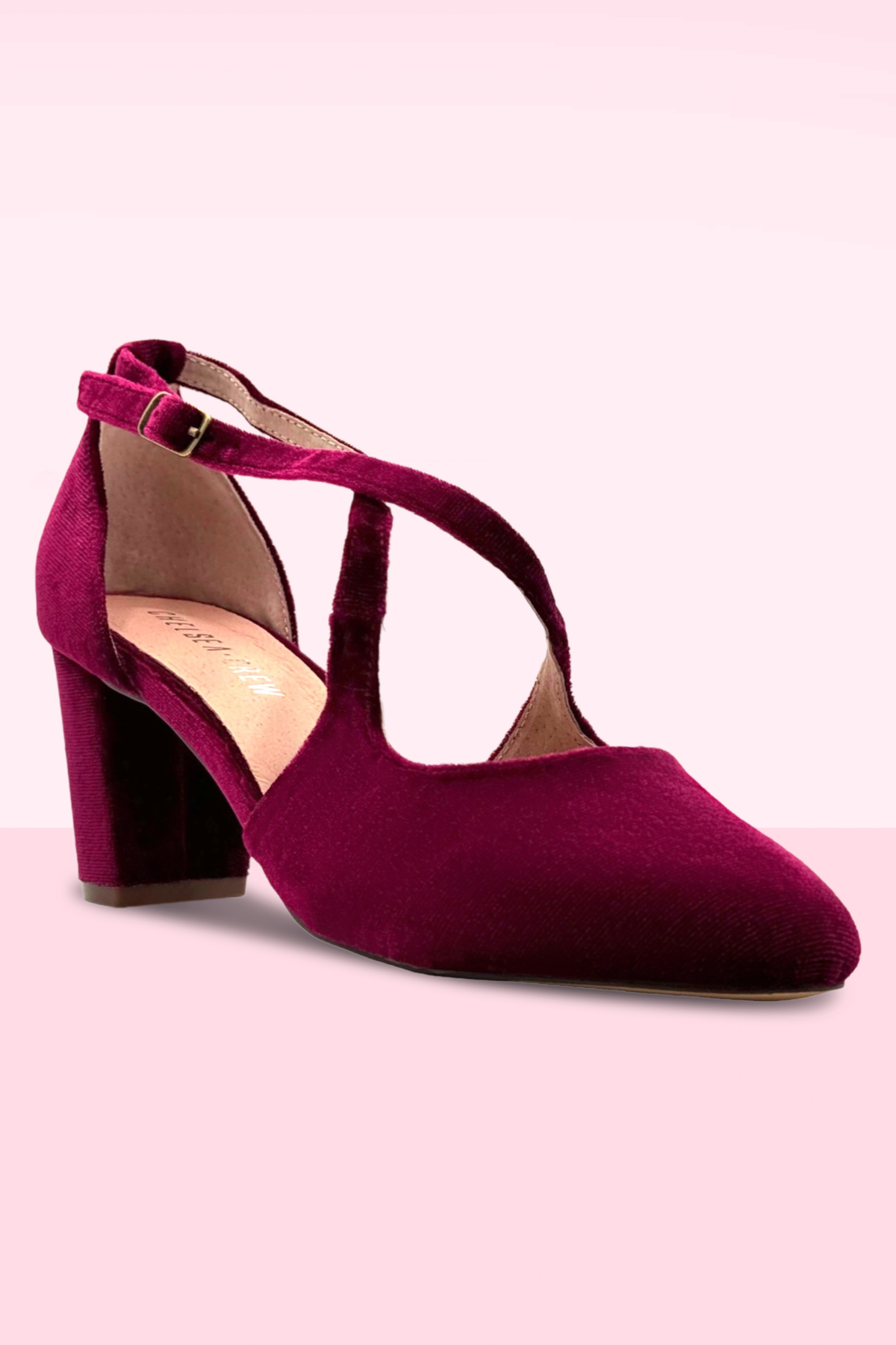 Chelsea Crew - Oren Velvet Pumps in Burgundy 2