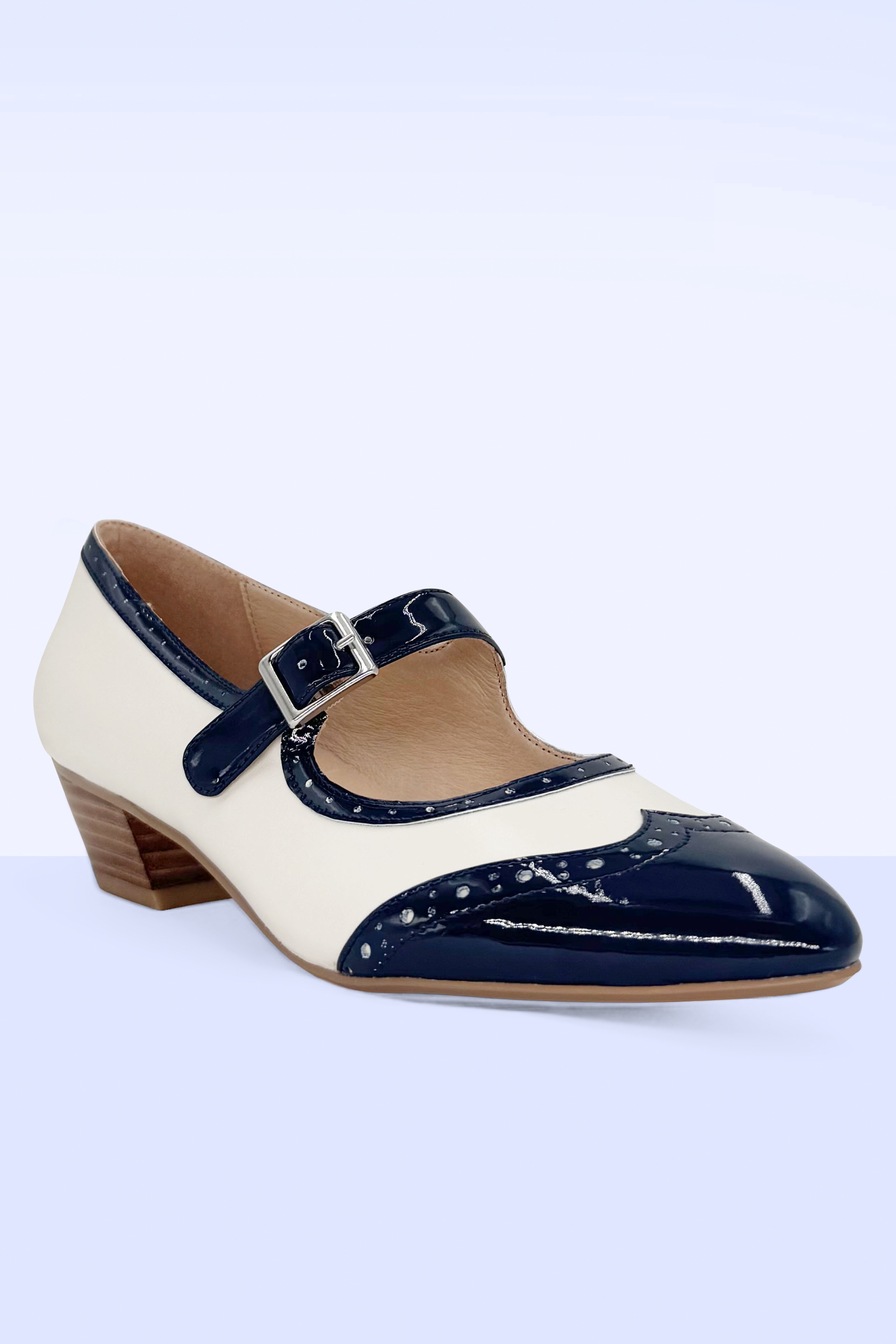 Chelsea Crew - Celine Mary Jane Pumps in Navy and White 2