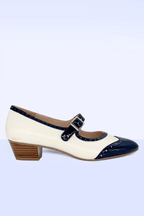 Chelsea Crew - Celine Mary Jane Pumps in Navy and White