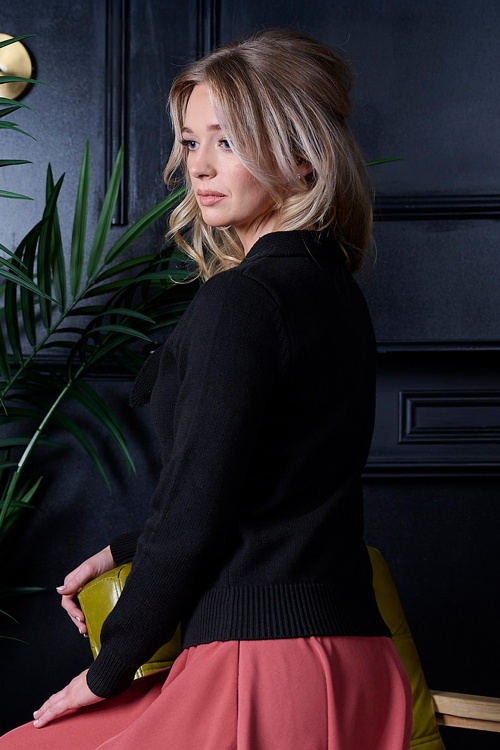 Banned Retro - Katy Knot Cardigan in Black 4