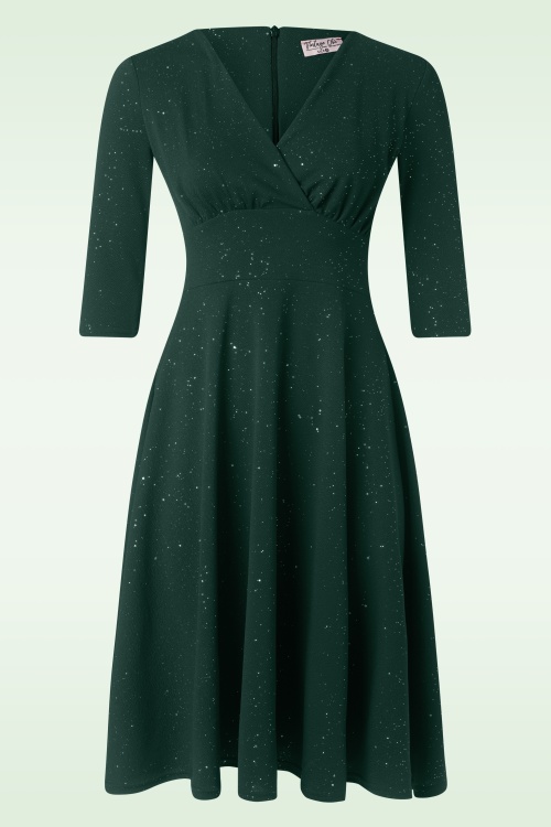 Vintage Chic for Topvintage - Topvintage exclusive ~ Glinda Glitter Swing Dress in Green
