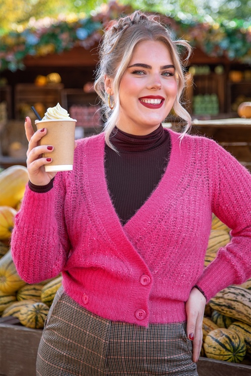 King Louie - Fiora Hollow Cardigan in Neon Pink