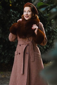 Topvintage Boutique Collection - Exclusivité Topvintage ~ Manteau trapèze à motif pied-de-poule Grace en rouille