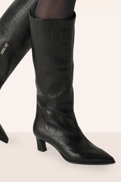 Tamaris - Cerena Croco Boots in Black 2