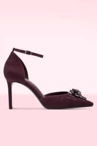 Tamaris - Sparkling Flower Pumps in Merlot