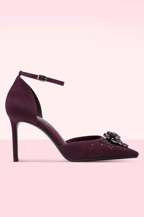 Tamaris - Sparkling Flower Pumps in Merlot