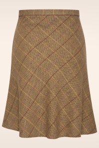 Very Cherry - Jupe trapèze à carreaux Ally en tweed caramel 4