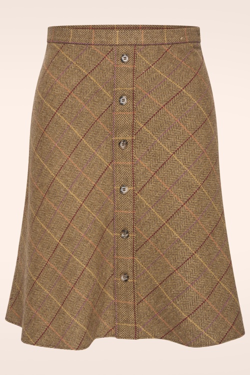 Very Cherry - Ally Tweed A-line Skirt in Caramel Tartan 2