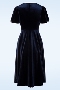 Vintage Chic for Topvintage - Robe Corolle Zhara Années 50 en Velours Bleu de Minuit 2