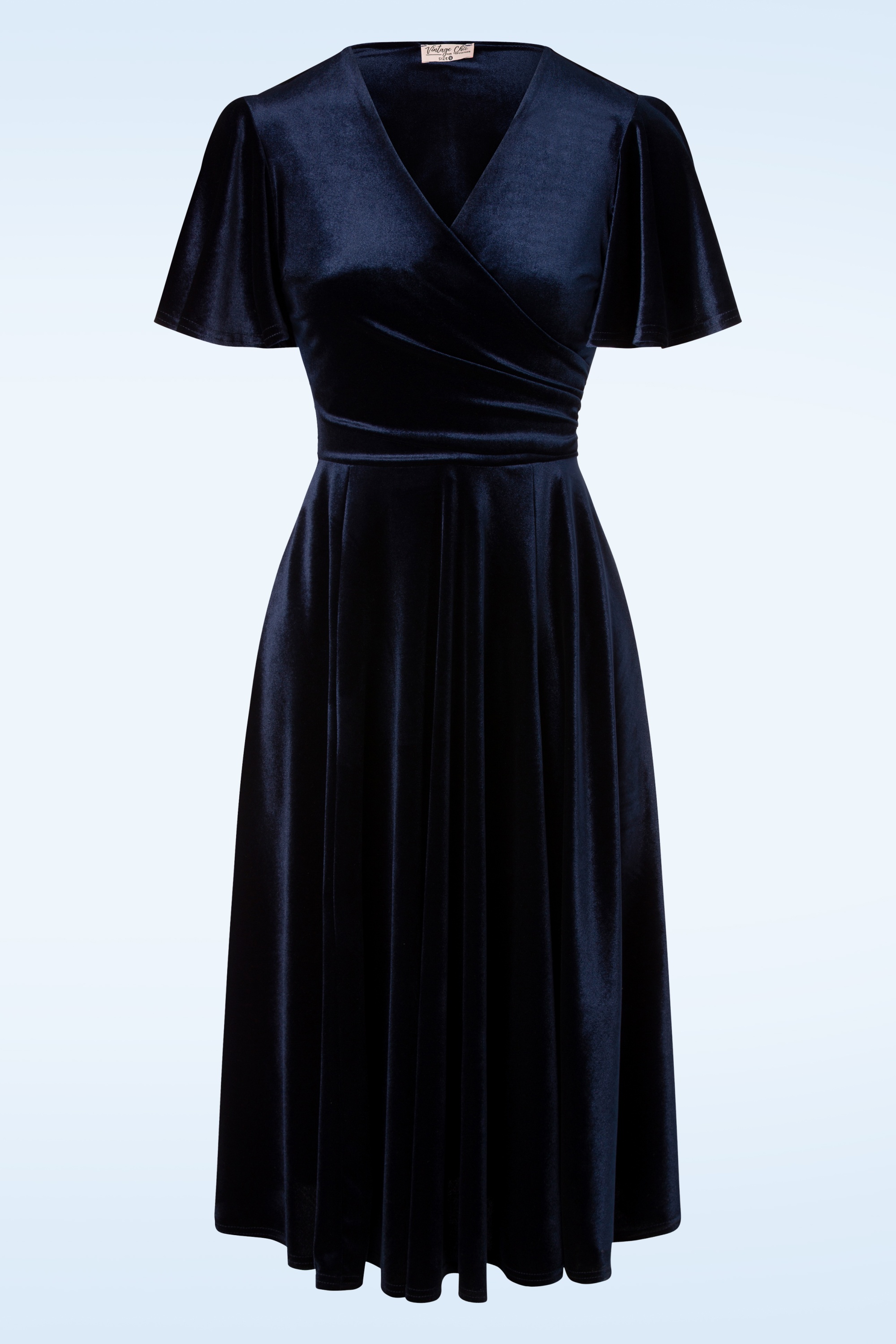 Vintage Chic for Topvintage - Robe Corolle Zhara Années 50 en Velours Bleu de Minuit 4