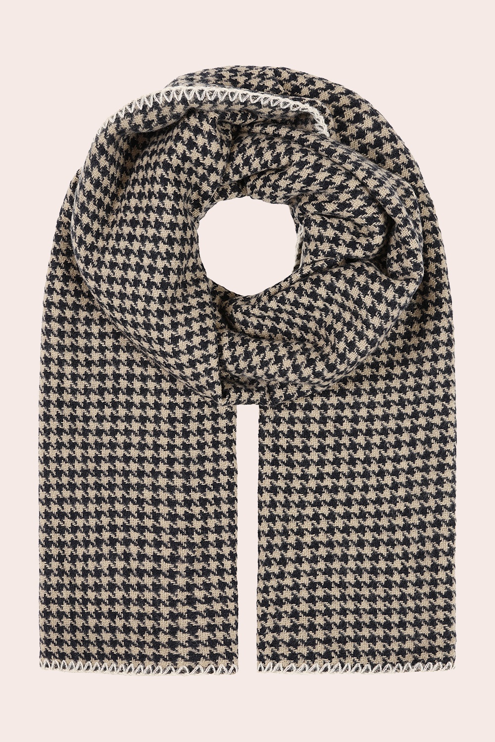 Banned Retro - Harper Schal mit Hahnentrittmuster in Schwarz und Beige