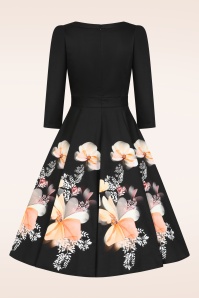 Hearts & Roses - Mila floral swing jurk in zwart 8