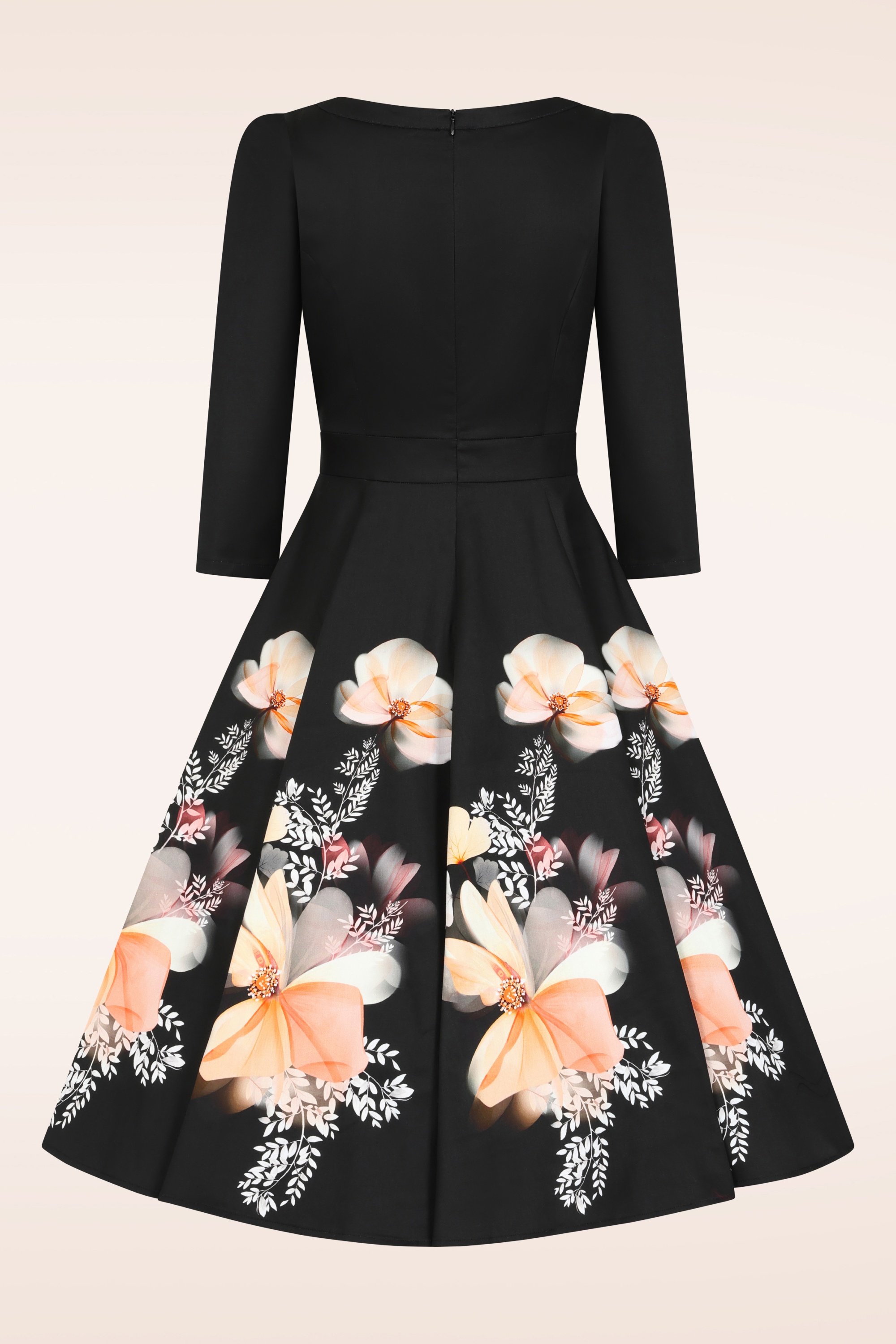 Hearts & Roses - Mila floral swing jurk in zwart 8