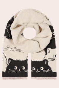 Banned Retro - Whiskers sjaal in zwart en beige