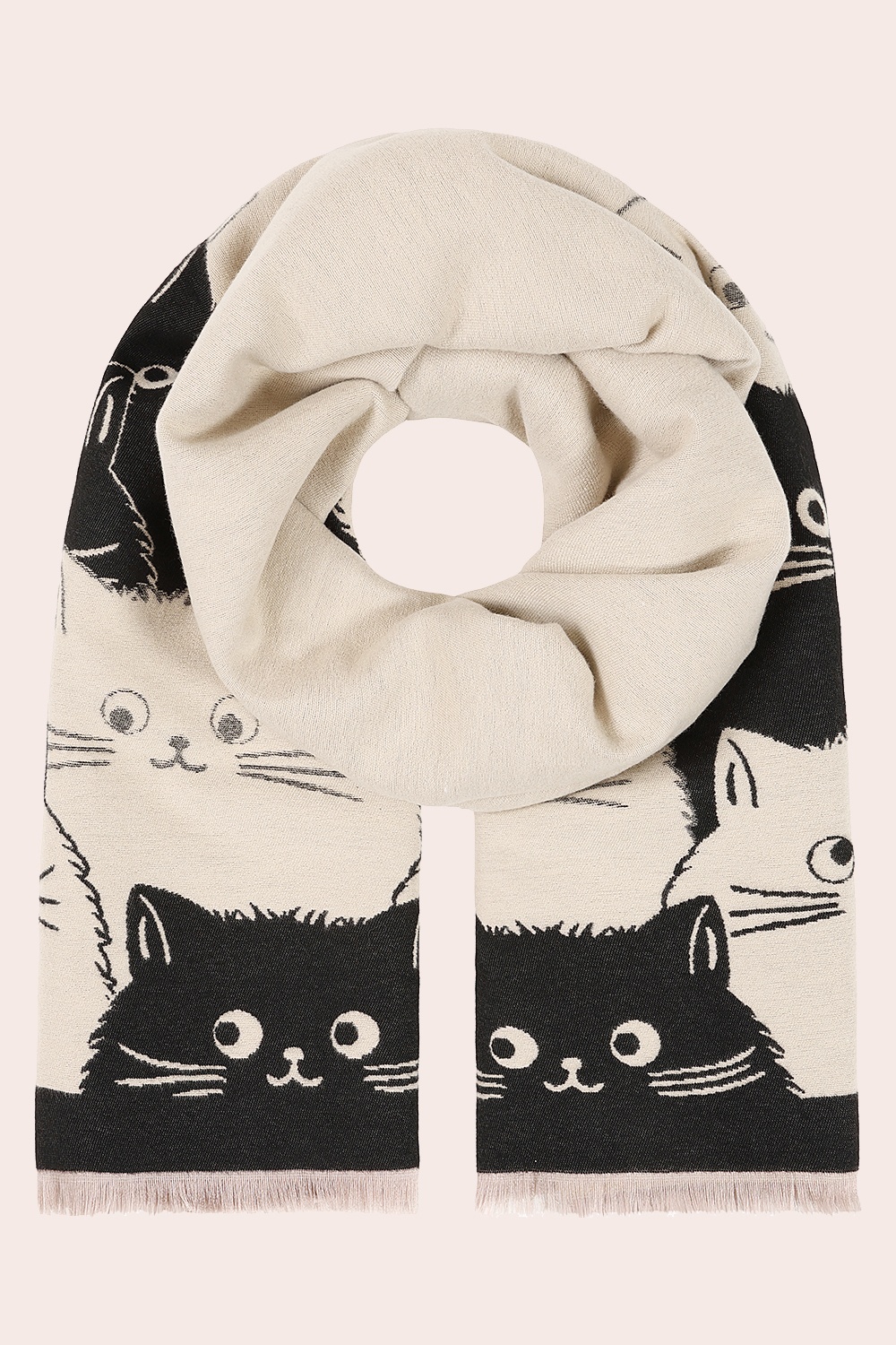 Banned Retro - Whiskers sjaal in zwart en beige