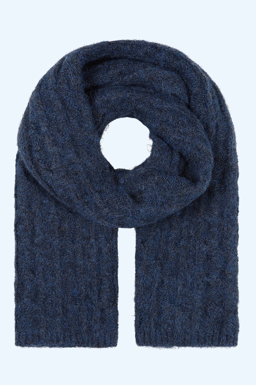 Banned Retro - Nora Grob gestrickter Schal in Blau