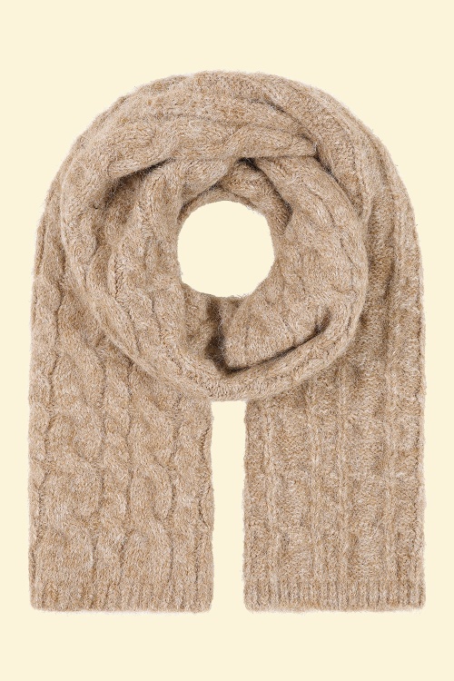Banned Retro - Nora Grob gestrickter Schal in Beige