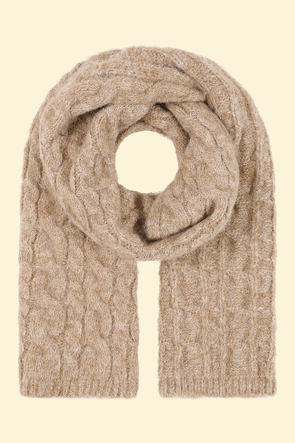 Banned Retro - Nora Grob gestrickter Schal in Beige