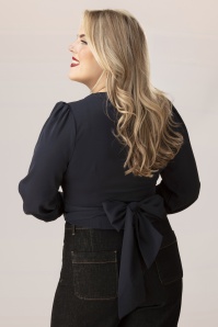 Topvintage Boutique Collection - Exclusivité Topvintage ~ Haut cache-coeur Mila en bleu marine 2