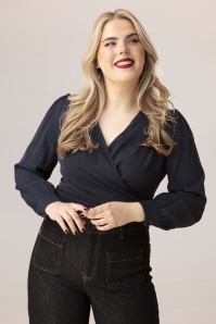 Topvintage Boutique Collection - Exclusivité Topvintage ~ Haut cache-coeur Mila en bleu marine