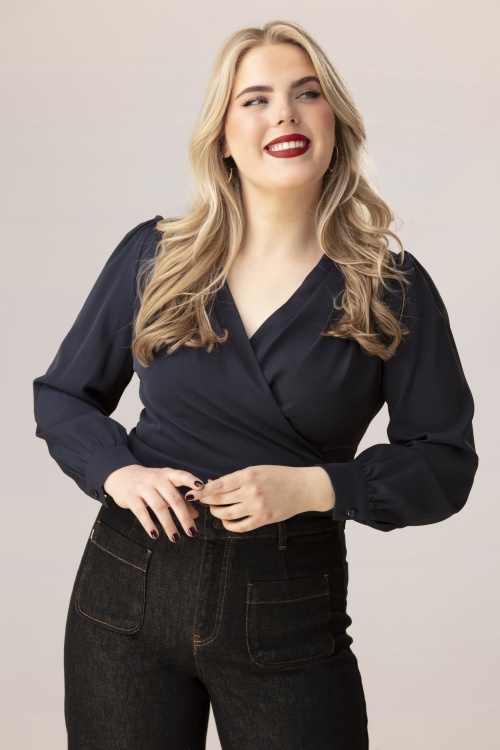 Topvintage Boutique Collection - Exklusiv bei Topvintage ~ Mila Wickeloberteil in Dunkelblau