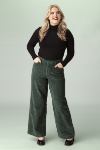 Mademoiselle YéYé - Pantalon Casual Cut en vert jardin botanique