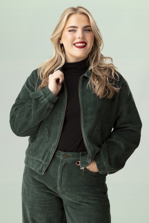 Mademoiselle YéYé - Blouson Rib N Roll en vert jardin botanique