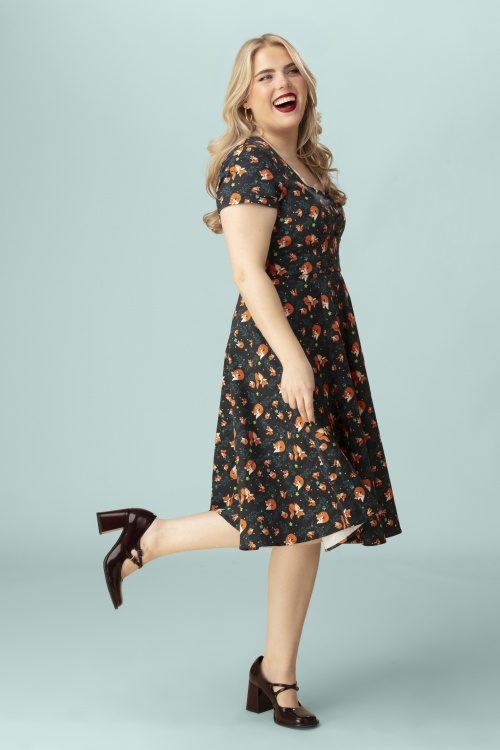 Topvintage Boutique Collection - Exclusivité Topvintage ~ Robe swing Marlin Fox en bleu sarcelle de minuit 4