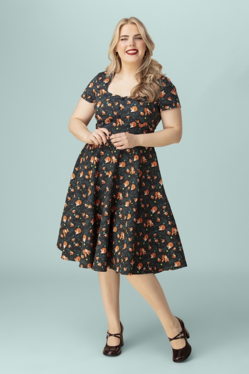 Topvintage Boutique Collection - Exclusivité Topvintage ~ Robe swing à carreaux Marlin en noir et rouge