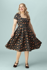 Topvintage Boutique Collection - Exclusivité Topvintage ~ Robe swing Marlin Fox en bleu sarcelle de minuit 3
