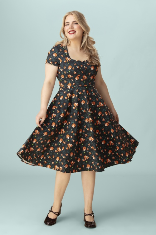 Topvintage Boutique Collection - Exclusivité Topvintage ~ Robe swing Marlin Fox en bleu sarcelle de minuit 3