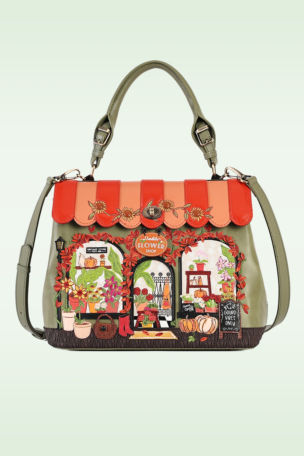 Vendula - Flower Shop Amber Edition Grace tas in oranje en groen 6